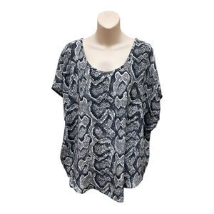 Joie 100% Silk Joann Oversized Sleeveless Top Gray Black Caviar Size L Flowy